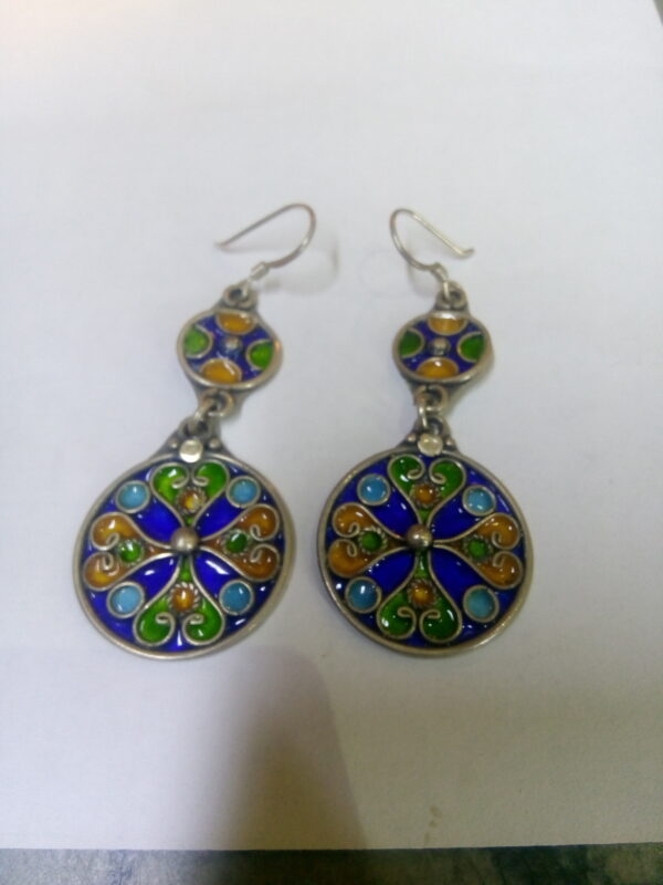 silver enamel earrings-A2 – Image 2