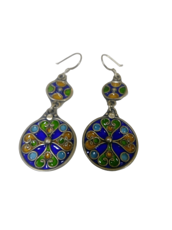 silver enamel earrings-A2