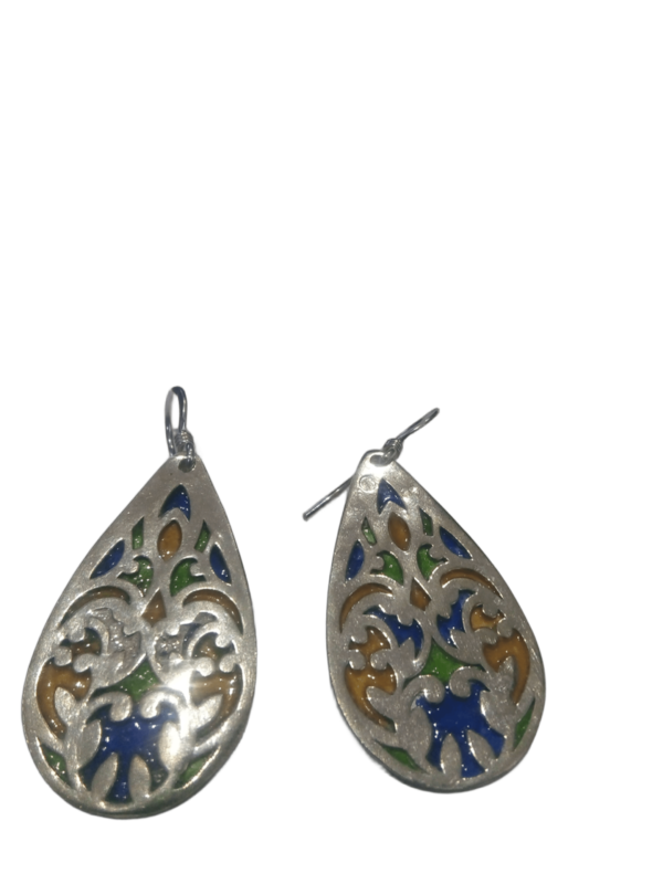 silver modern enamel earings